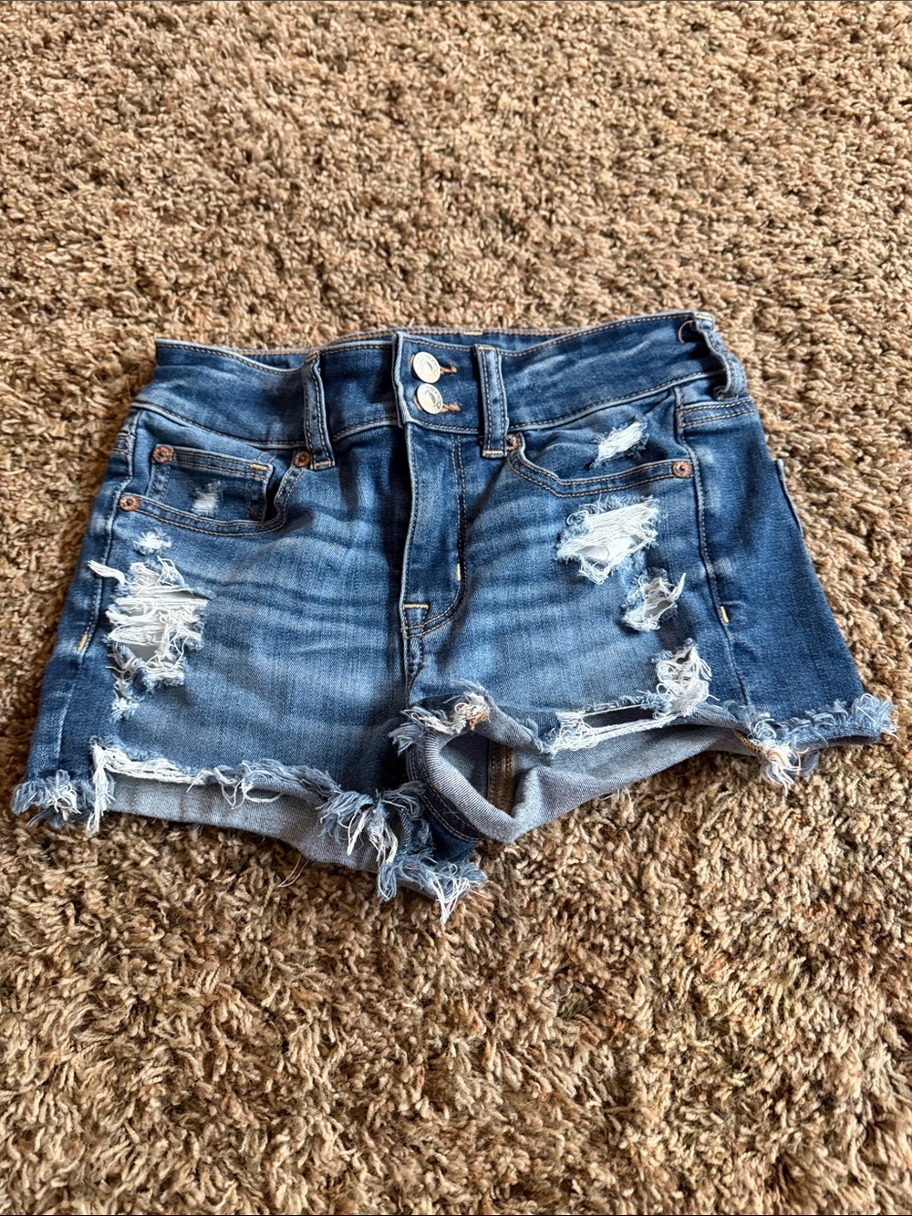 American Eagle Outfitters Distressed Blue Denim Cutoff Shorts